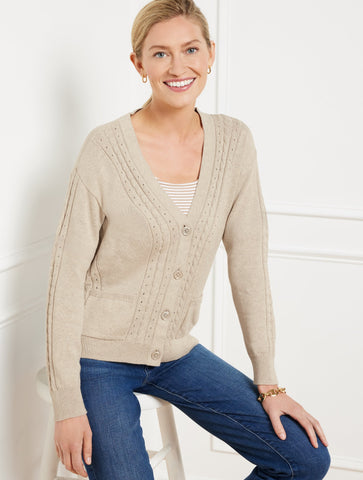 Cable Knit V-Neck Cardigan