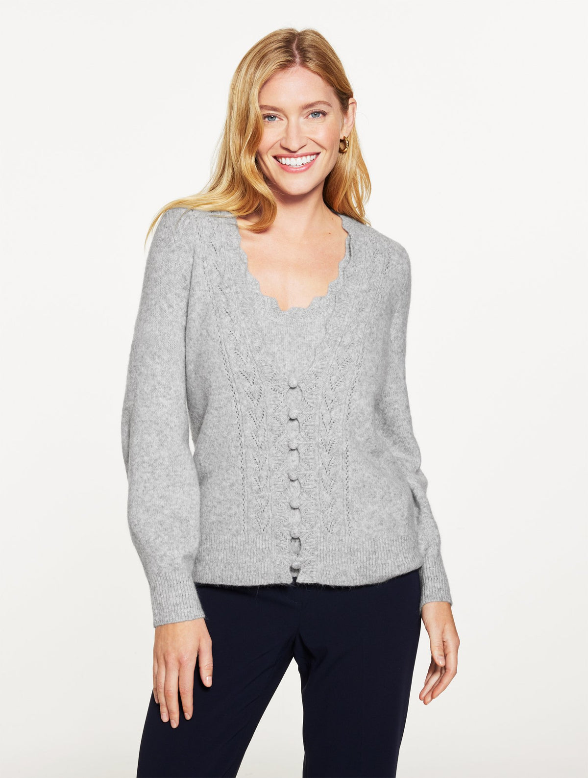 Pointelle V-Neck Cardigan