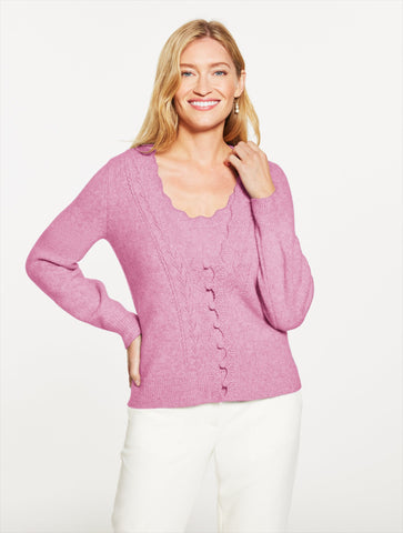 Pointelle V-Neck Cardigan