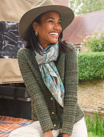 Tuck Stitch Crewneck Cardigan