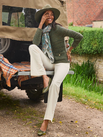 Tuck Stitch Crewneck Cardigan