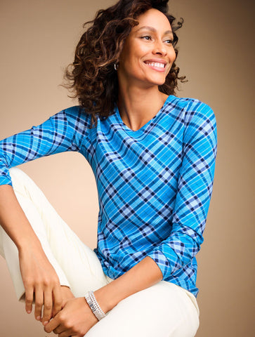 Long Sleeve Crewneck Tee - Tinsel Plaid