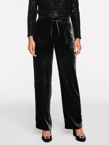 Straight Leg Velvet Pull-On Pants