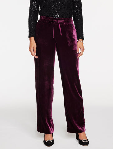 Straight Leg Velvet Pull-On Pants