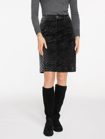 Velveteen A-Line Skirt - Swirly Leopard