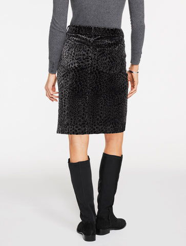 Velveteen A-Line Skirt - Swirly Leopard