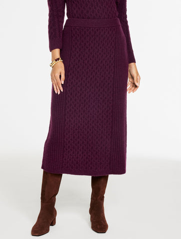 Mixed Cable Knit Midi Skirt