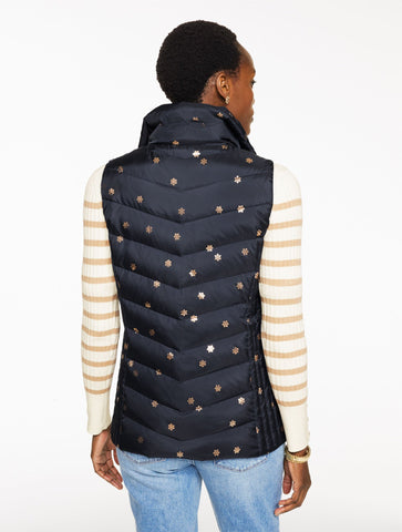 Down Puffer Vest - Scattered Snowflakes