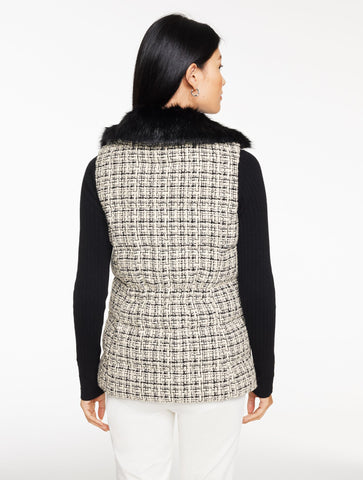 Tweed Knit Puffer Vest