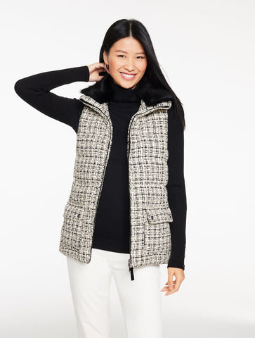 Tweed Knit Puffer Vest