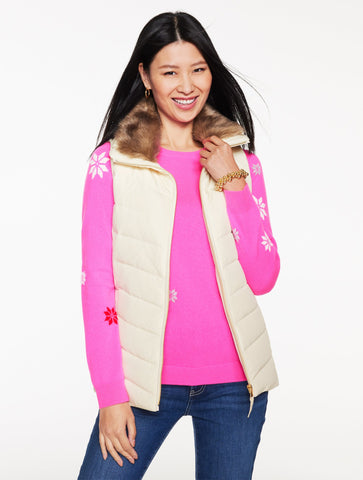 Faux Fur Collar Down Puffer Vest