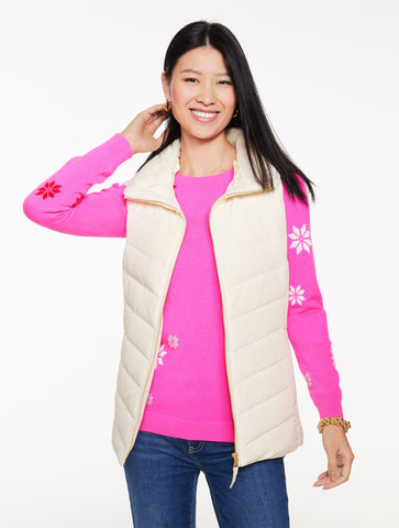 Faux Fur Collar Down Puffer Vest