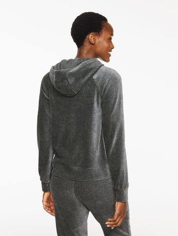 Sky Lounge Velour Full-Zip Hoodie