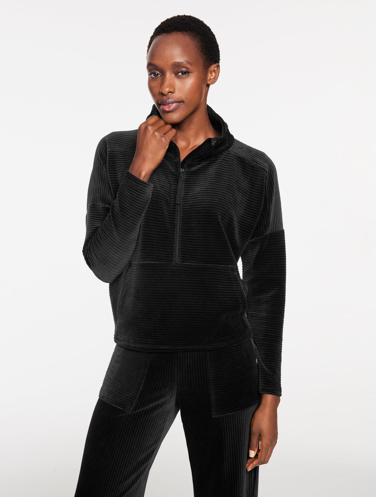 Sky Lounge Velour Half-Zip Pullover