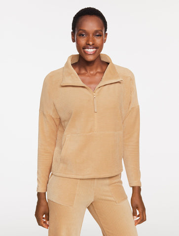 Sky Lounge Velour Half-Zip Pullover