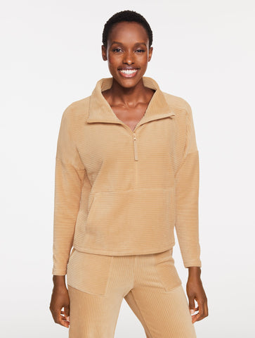 Sky Lounge Velour Half-Zip Pullover