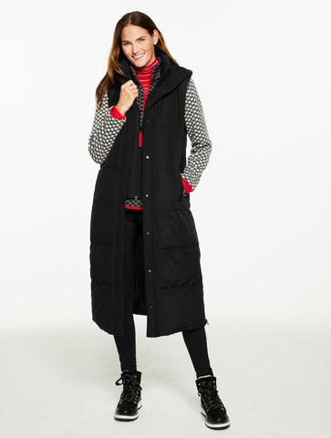 Hooded Long Puffer Vest