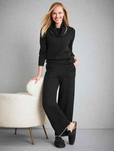Whipstitch Wide Leg Sweater Pants