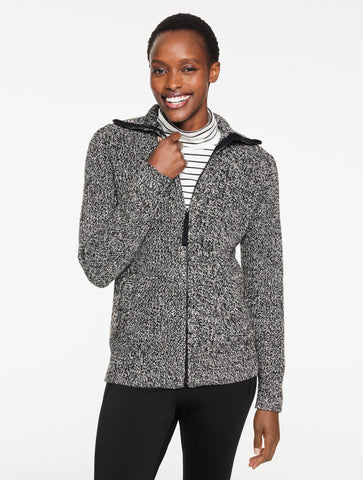 Soft Cable Sweater Jacket - Marled