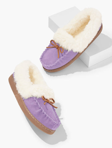 Cleo Suede Faux Fur Moccasins