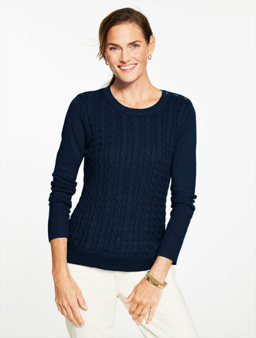 Cable Knit Crewneck Sweater