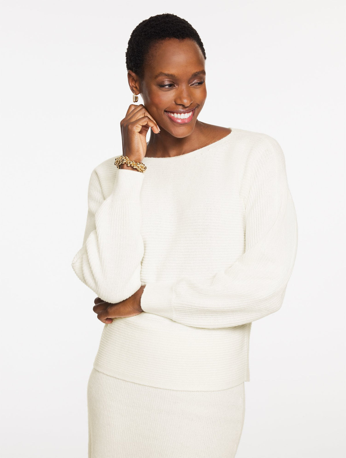 Ribbed Dolman Sleeve Sweater